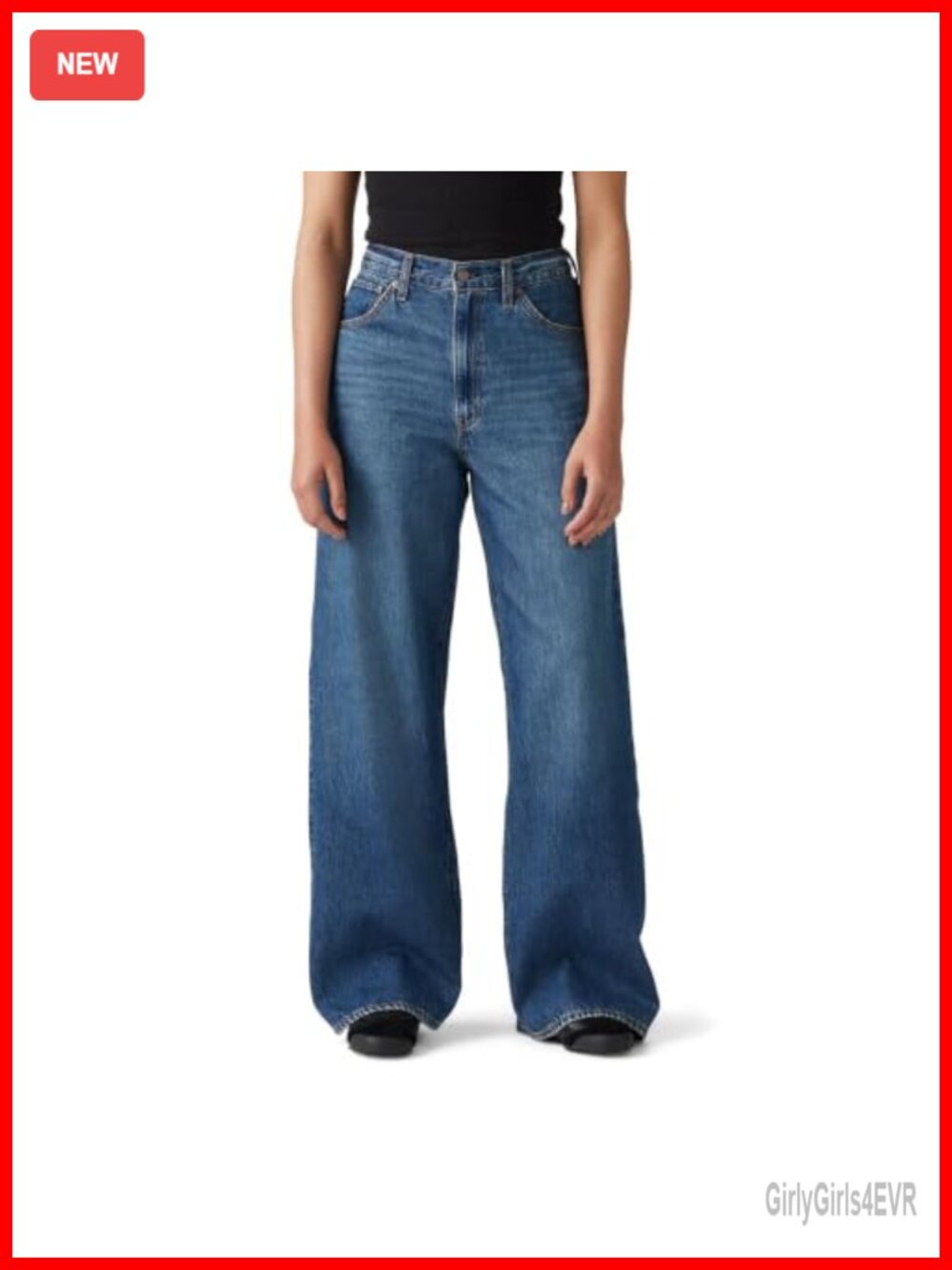 High Rise Baggy Straight Leg Jeans Non-Stretch Denim Cinch Waist